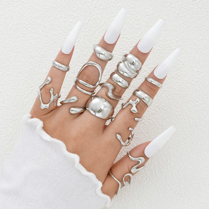 15Pcs Punk Style Hip Hop Rings Set for Women