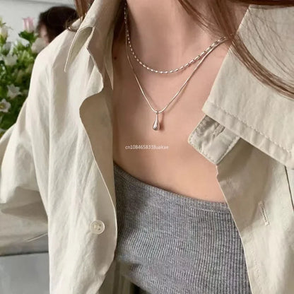 Simple design long double-layer necklace for women