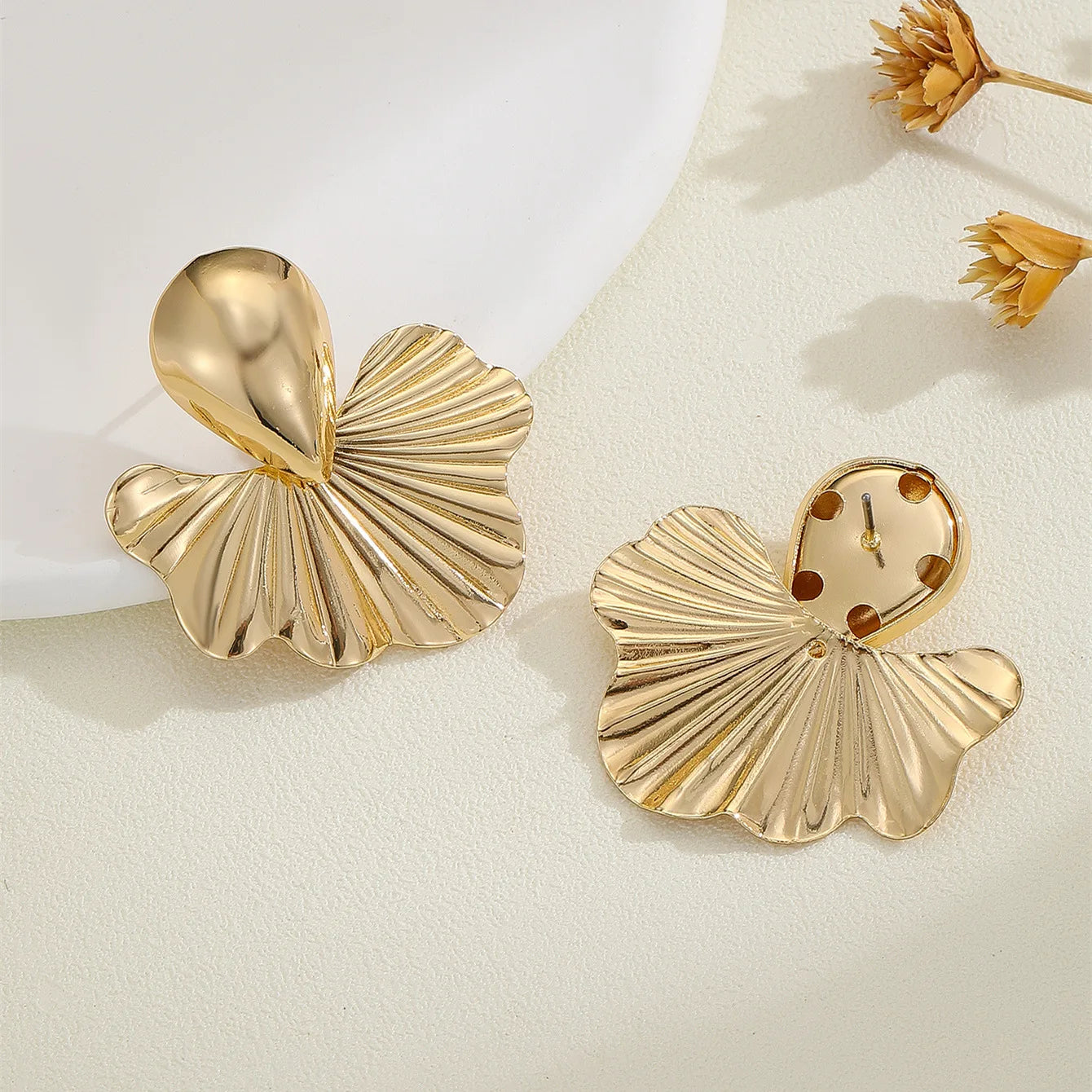 Vintage Apricot Leaf Earrings for Women